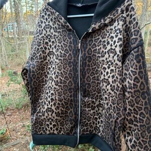 Leopard Print Zip-Up Hoodie